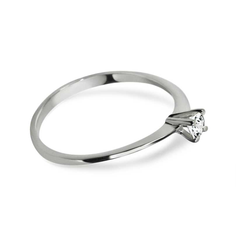 טבעת אירוסין משובצת יהלום טבעי 0.10 קראט בעיצוב זהב לבן 14K