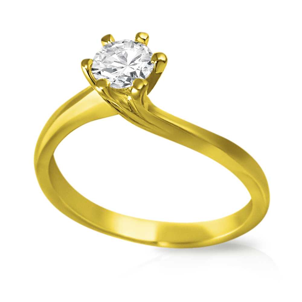 טבעת אירוסין משובצת יהלום טבעי 0.20 קראט בעיצוב זהב צהוב 14K