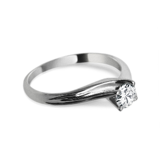 טבעת אירוסין יהלום טבעי 0.15 קראט בעיצוב זהב לבן 14K