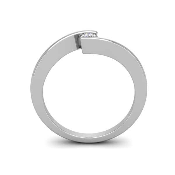 טבעת ארוסין זהב לבן 14K משובצת יהלום טבעי 0.30 קראט 