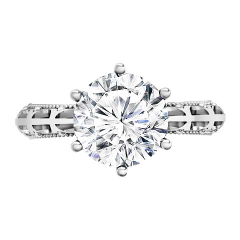 טבעת אירוסין משובצת יהלום טבעי במשקל 0.30 קראט בעיצוב זהב לבן 14K