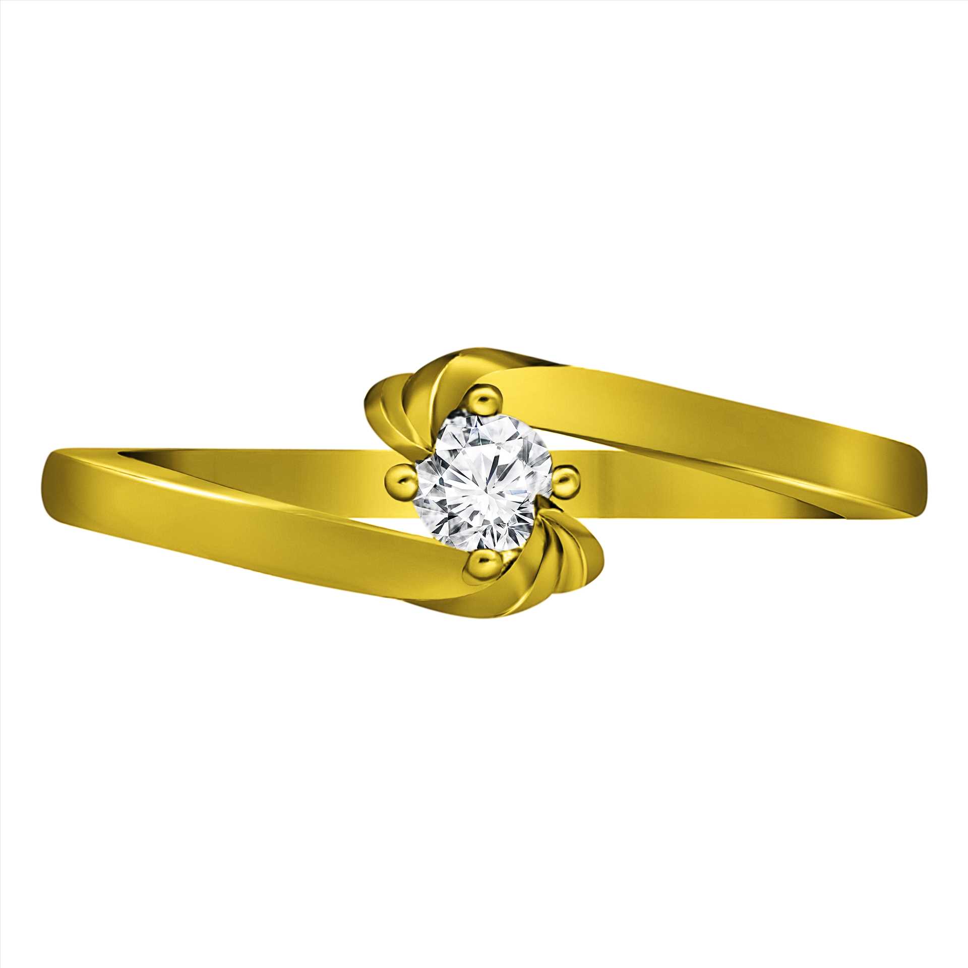 טבעת אירוסין משובצת יהלום טבעי במשקל 0.10 קראט בעיצוב זהב לבן 14K