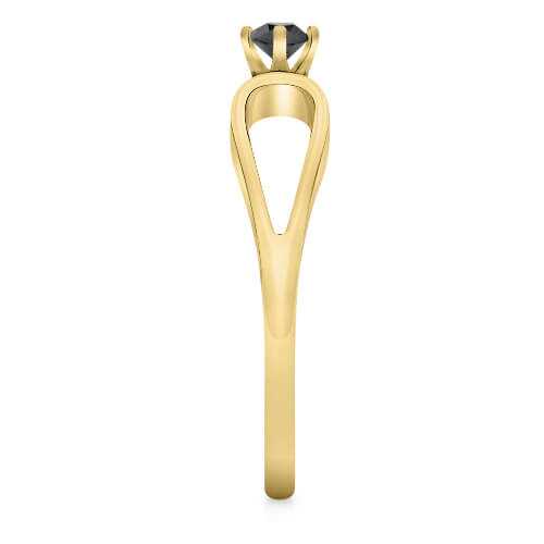 טבעת אירוסין משובצת יהלום שחור 0.14 קראט בעיצוב זהב לבן 14K