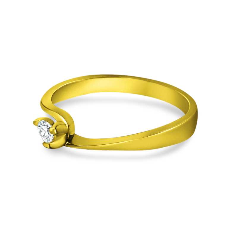 טבעת אירוסין זהב לבן 14K משובצת יהלום טבעי במשקל 0.15 קראט