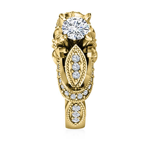 טבעת אירוסין זהב לבן 14K משובצת יהלומים טבעיים סה"כ 0.66 קראט