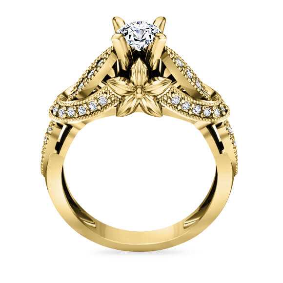 טבעת אירוסין זהב לבן 14K משובצת יהלומים טבעיים סה"כ 0.66 קראט
