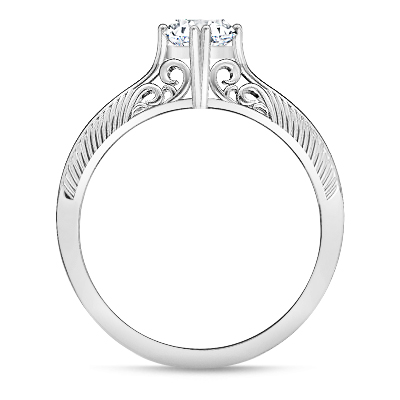 טבעת אירוסין משובצת יהלום טבעי 0.30 קראט בעיצוב זהב צהוב 14K