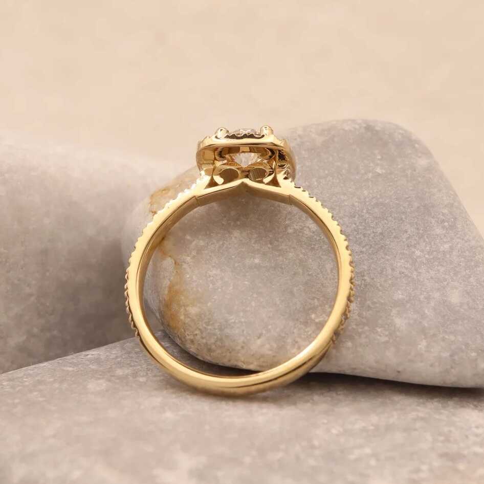 טבעת אירוסין זהב צהוב 14K יהלומי מעבדה 0.50 קראט