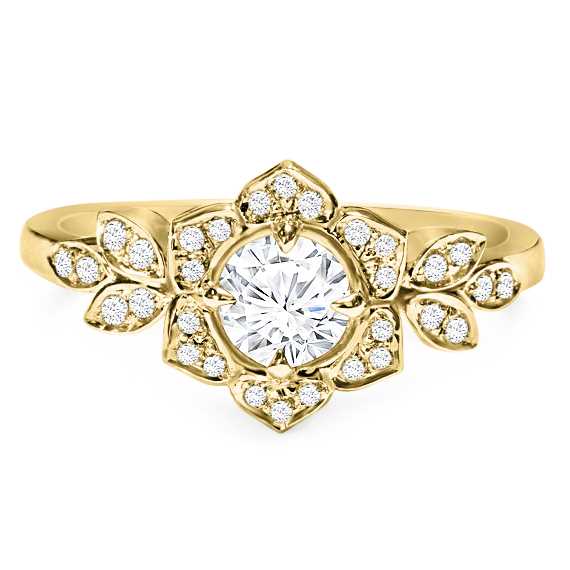 טבעת משובצת יהלומים טבעיים 0.66 קראט בעיצוב זהב לבן 14K