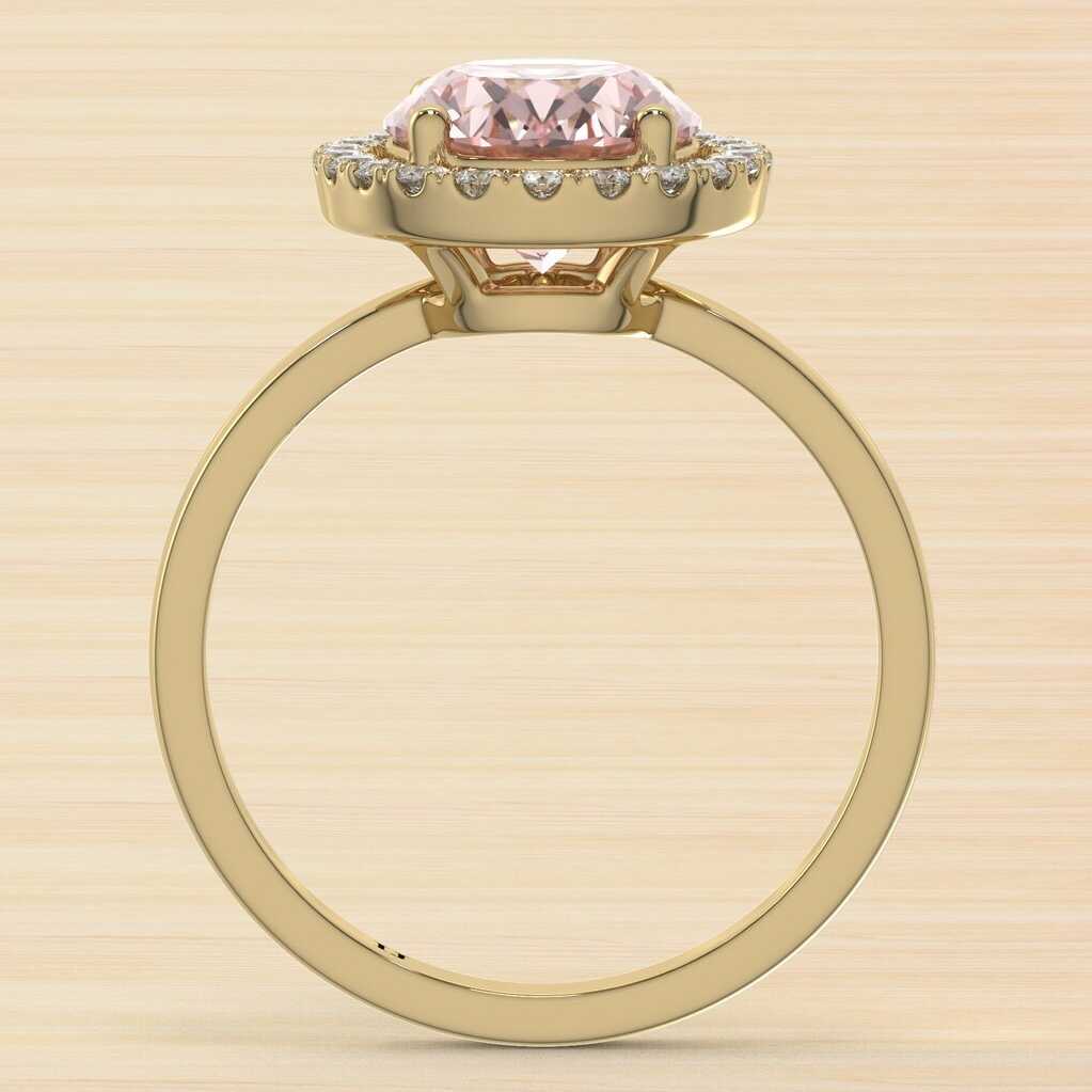 טבעת מורגנייט ויהלומים סה"כ 3.34 קראט בעיצוב זהב לבן 14K