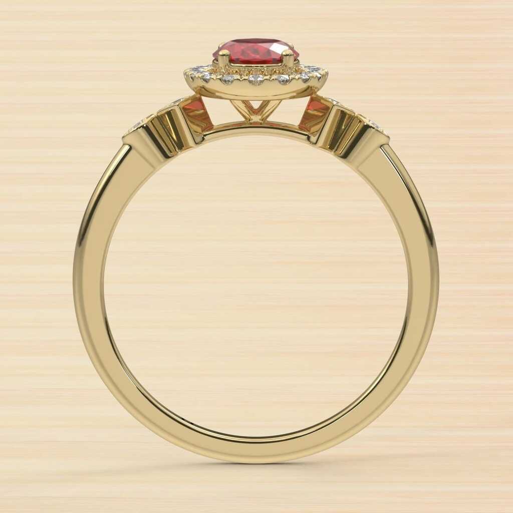 טבעת רובי ויהלומים סה"כ 1.24 קראט בעיצוב זהב לבן 14K