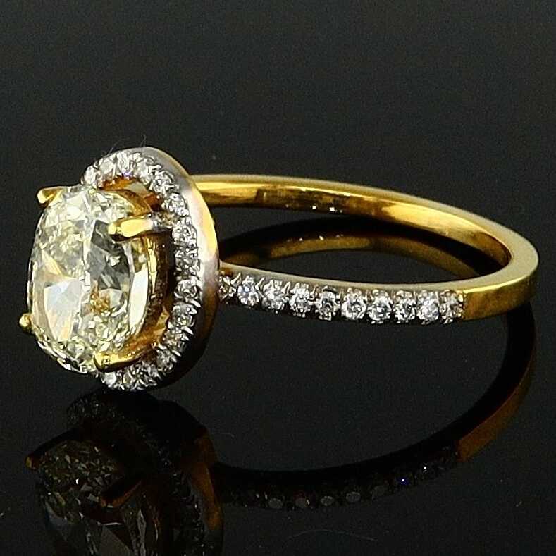 טבעת יהלומים סה"כ 2.06 קראט בעיצוב זהב צהוב 14K