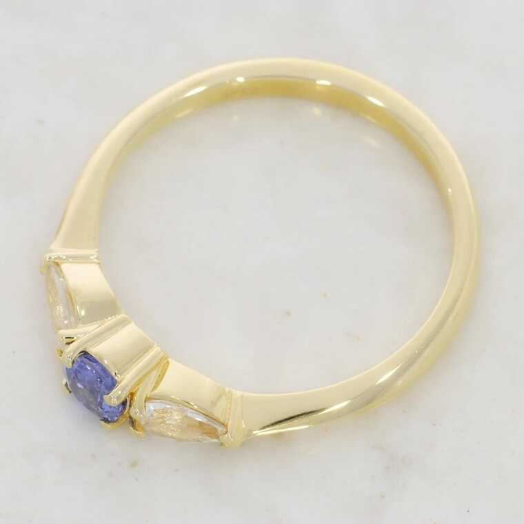 טבעת בעיצוב זהב צהוב 14K ספיר סה"כ 0.60 קראט