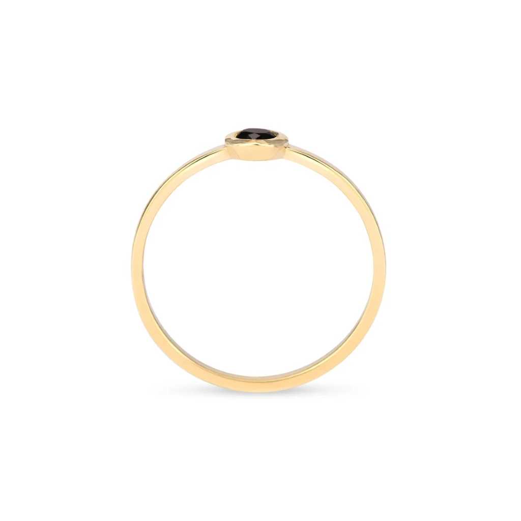 טבעת יהלום שחור 0.10 קראט בעיצוב זהב צהוב 14K