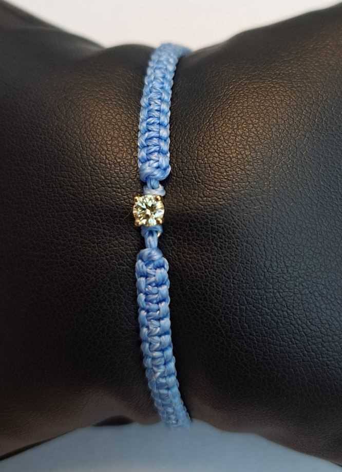 צמיד יהלום 0.27 קראט בעיצוב חוט שעווה כחול 