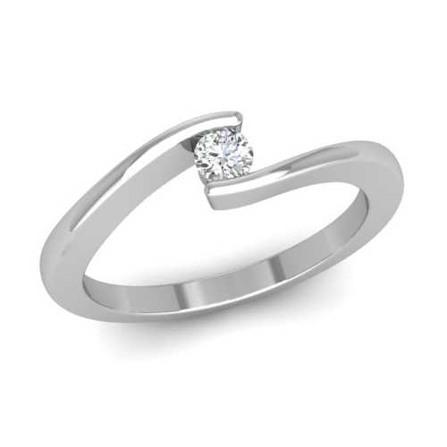 טבעת ארוסין זהב לבן 14K משובצת יהלום טבעי 0.30 קראט 