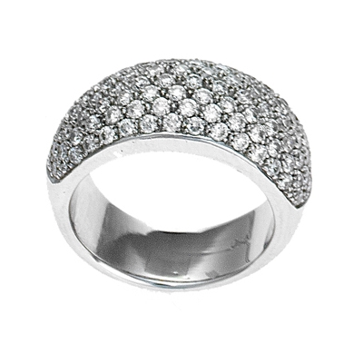 טבעת משובצת יהלומים טבעיים סה"כ 1.52 קראט בעיצוב זהב לבן 14K