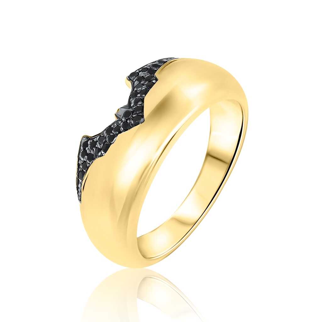 14K Gold Black Diamonds Bruce Wayne Ring