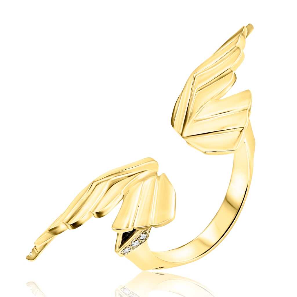 14K Gold WW Wings Ring