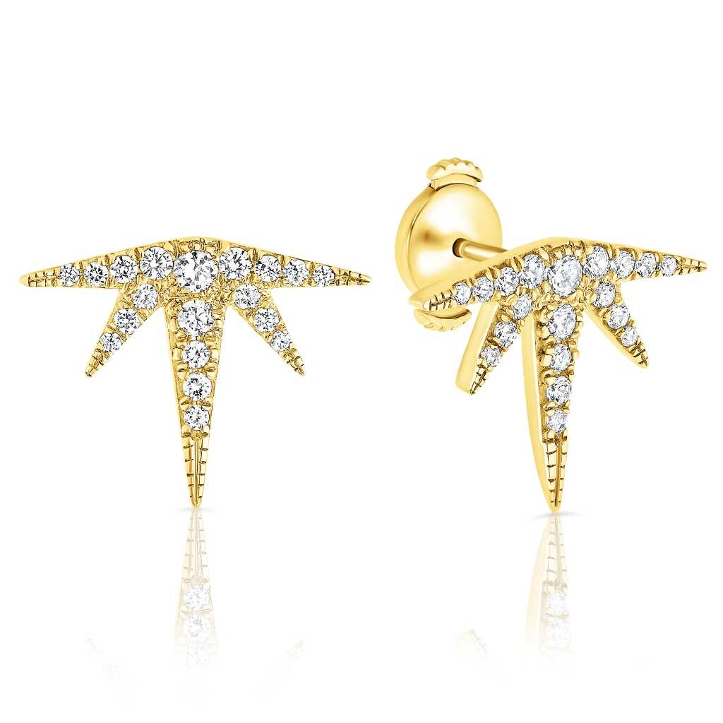 14K Gold Star Diamond Earrings
