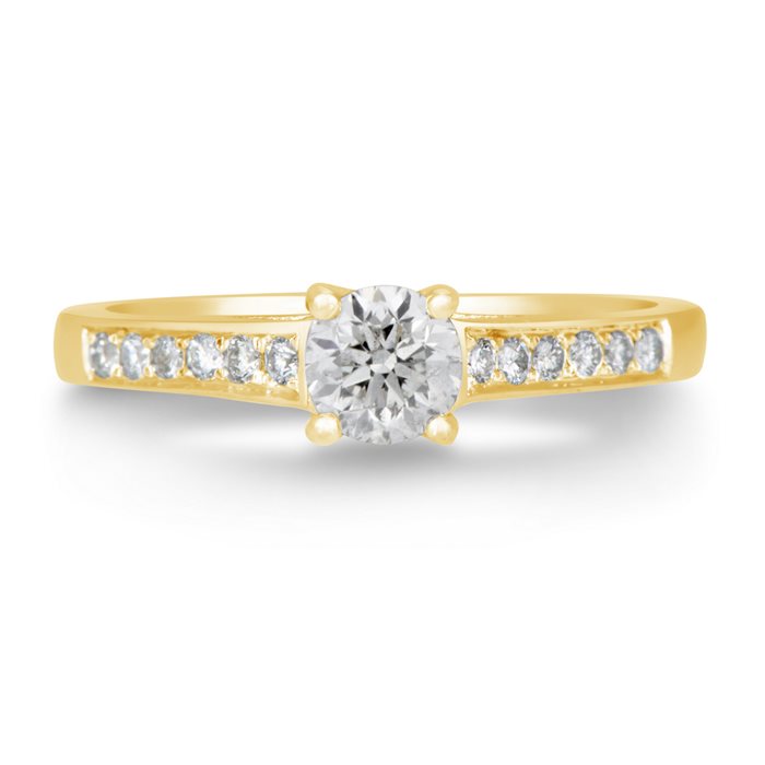 טבעת אירוסין משובצת יהלומים טבעיים סה"כ 0.66 קראט בעיצוב זהב צהוב 14K