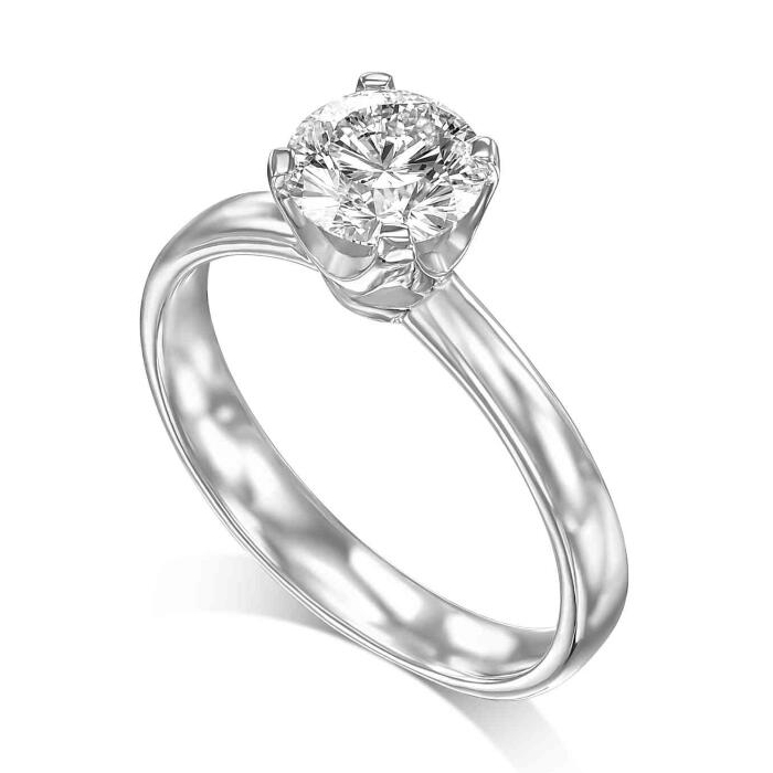 טבעת אירוסין משובצת יהלום טבעי 1.07 קראט בעיצוב זהב לבן 14K 