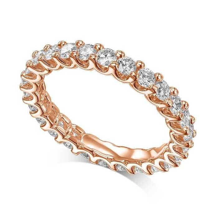 טבעת אולארונד משובצת יהלומים טבעיים סה"כ 1.29 קראט בעיצוב זהב ורוד 14K
