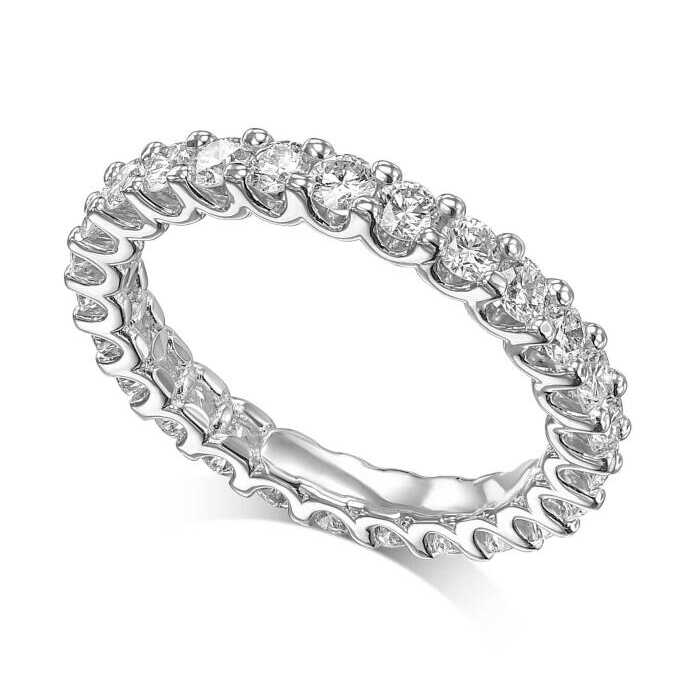 טבעת יהלומים טבעיים אולארונד סה"כ 1.29 קראט בעיצוב זהב לבן 14K
