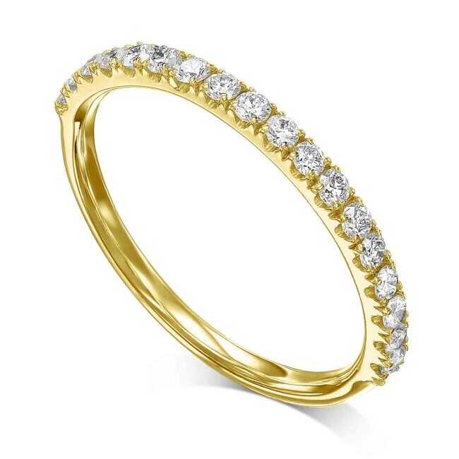 טבעת זהב צהוב 14K משובצת יהלומים טבעיים סה"כ 0.22 קראט