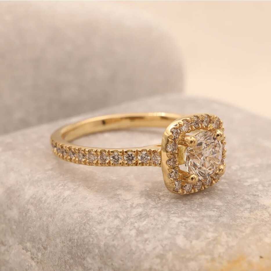 טבעת אירוסין בעיצוב זהב צהוב 14K יהלומים 0.50 קראט