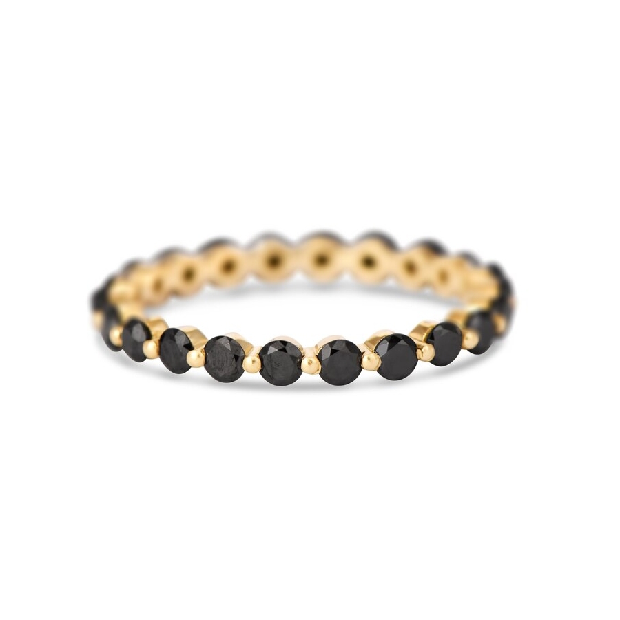 טבעת נישואין משובצת יהלומים שחורים טבעיים סה"כ 0.60 קראט בעיצוב זהב צהוב 14K