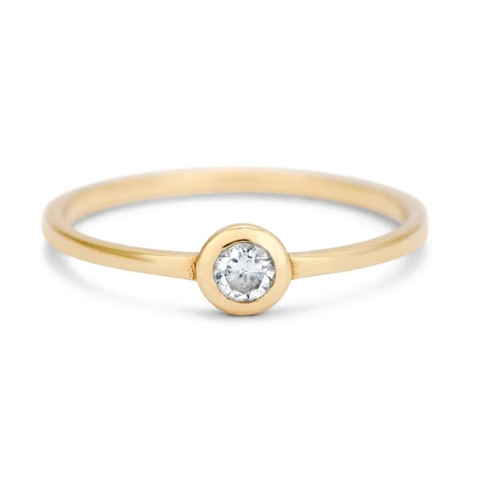 טבעת יהלום 0.10 קראט בעיצוב זהב צהוב 14K
