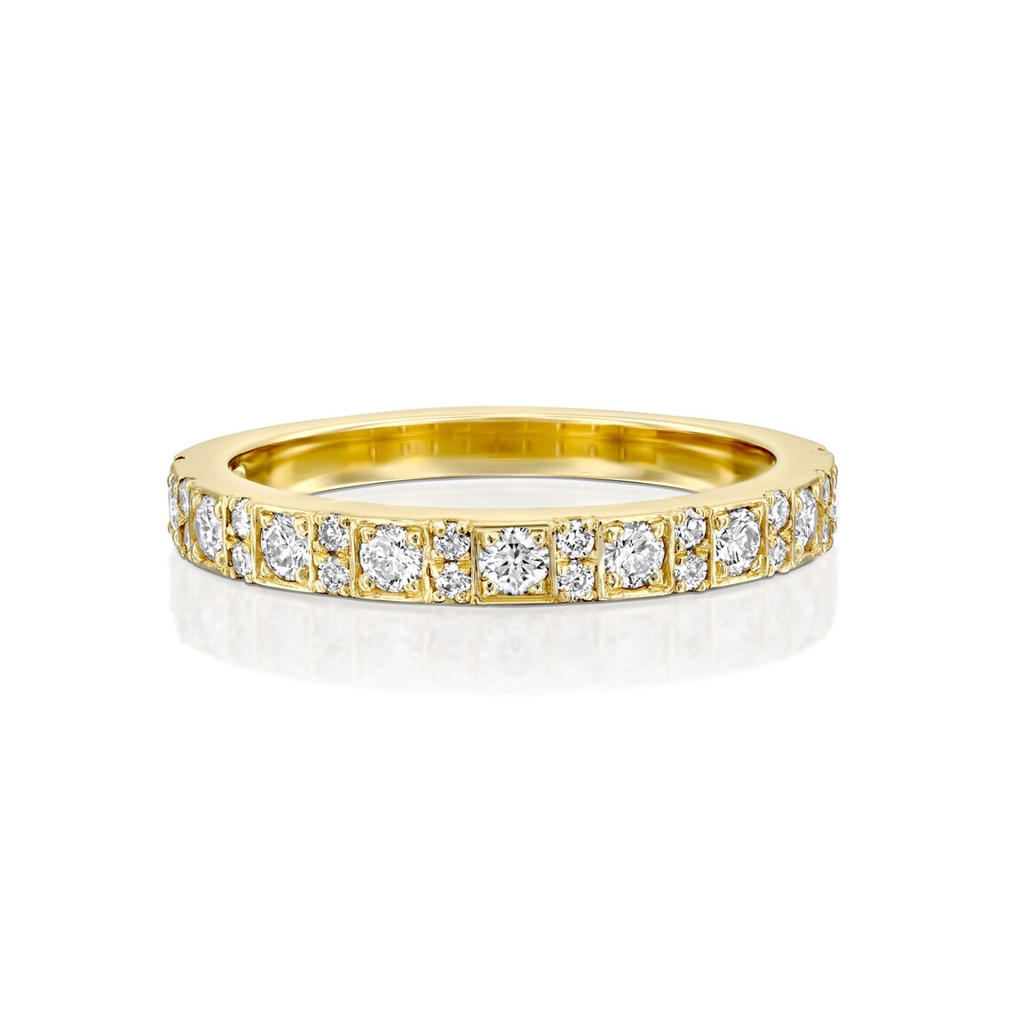 טבעת זהב צהוב 14K משובצת יהלומים טבעיים סה"כ 0.37 קראט