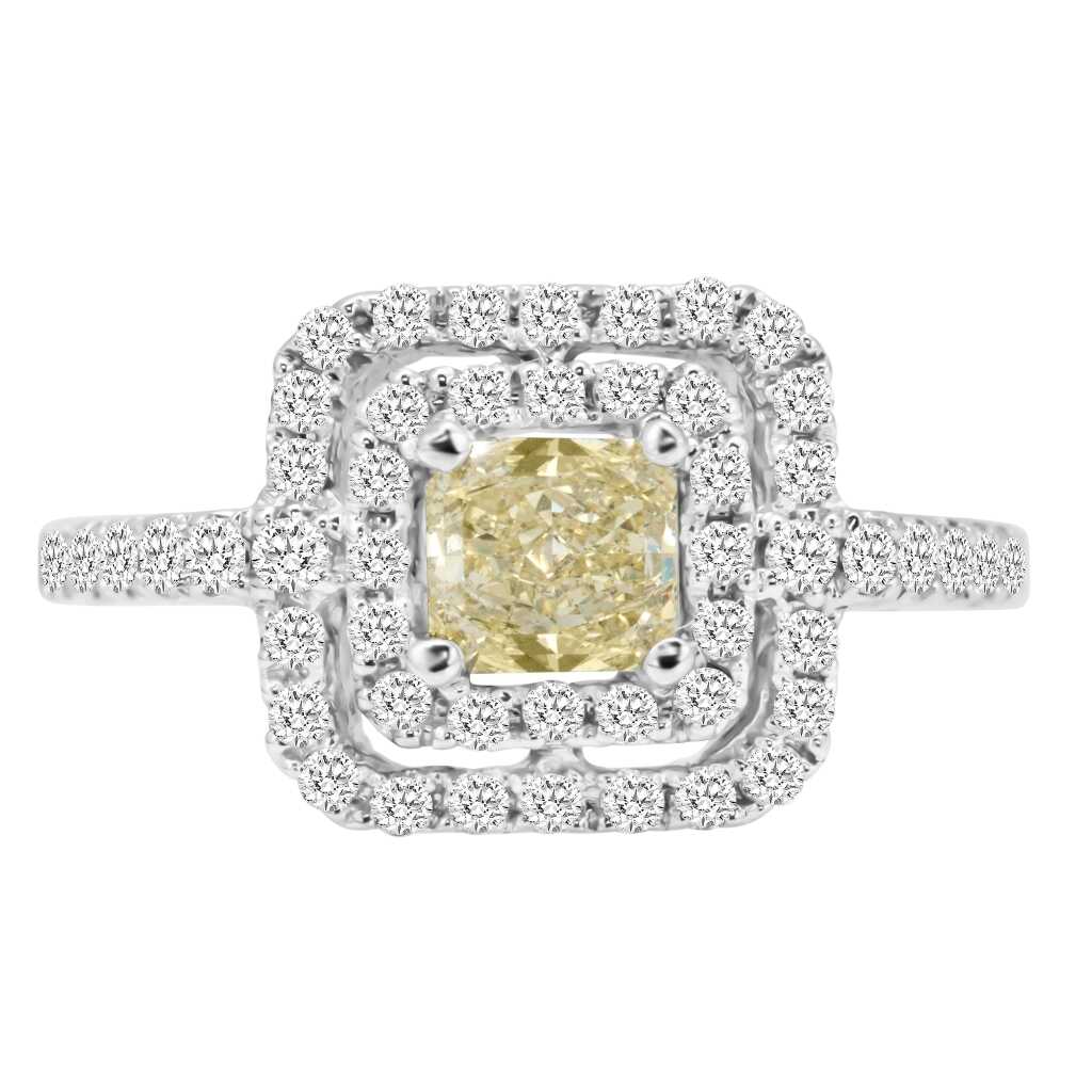 טבעת אירוסין זהב לבן 14K יהלומים חתך נוצץ 1.33 קראט